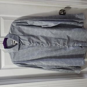 JOSEPH ABBOUD MENS BUTTON UP SHIRT BLUE PAISLEY 100% COTTON 17.5 36 / 37 TALL